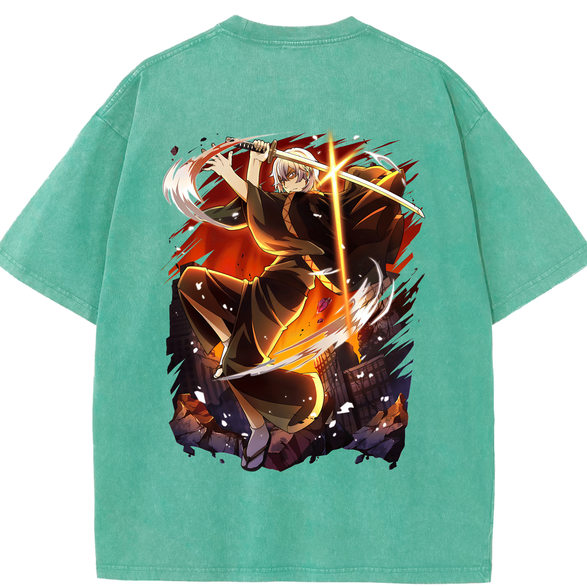 （画像用） 文豪ストレイドッグス Bungo Stray Dogs 綿100% ヴィンテージ風 半袖Tシャツ（背面プリント）